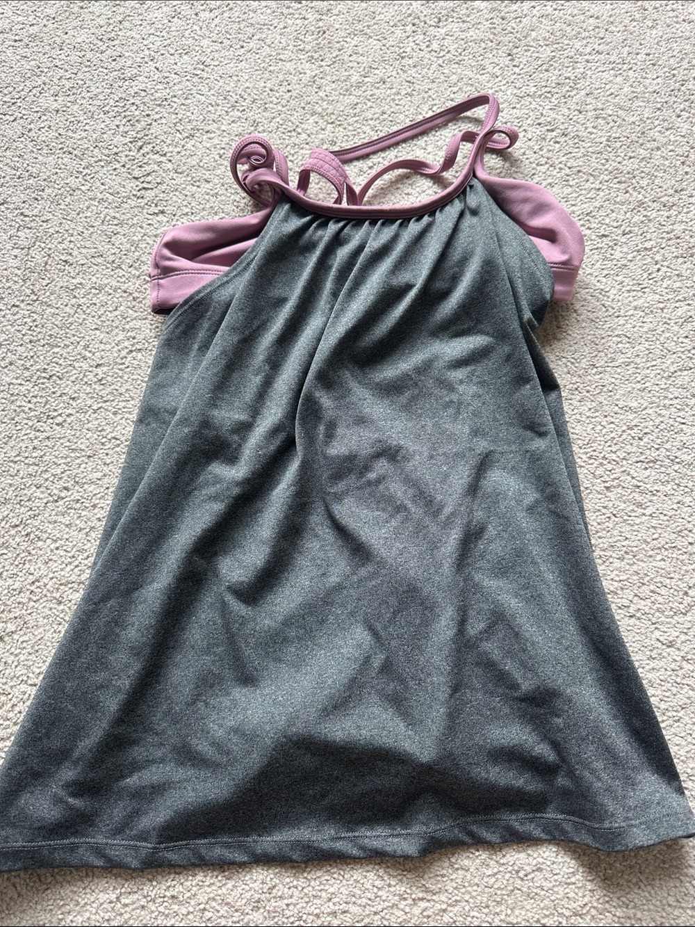 Women’s Gray Tank Top with Mauve built in Bra